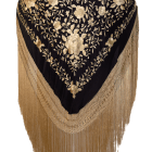 manton de manila negro con flecos dorados