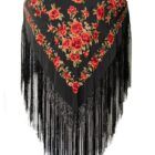 Mantón de Manila en negro con bordado en tonos suaves