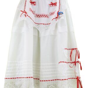 enagua con delantal rojo.