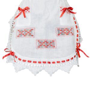 delantal con lazos rojos para traje de maga de la orotava